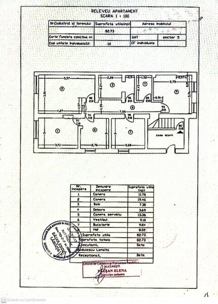 Cotroceni, apartament decomandat, demisol cu 4 camere in suprafata de 82,73mp!